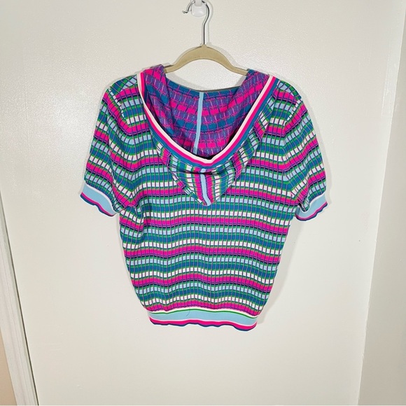 Lilly Pulitzer Avington Sweater Hoodie Short SET Turquoise Shore Athleisure Rare - Picture 3 of 12